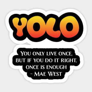 YOLO - Mae West Dark Version Sticker